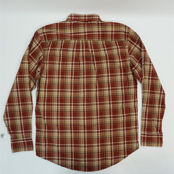 G.H. Bass Co Men's S Shirt Button Up Front Shirt Fired Brick Tan Plaid S - Picture 6 of 7